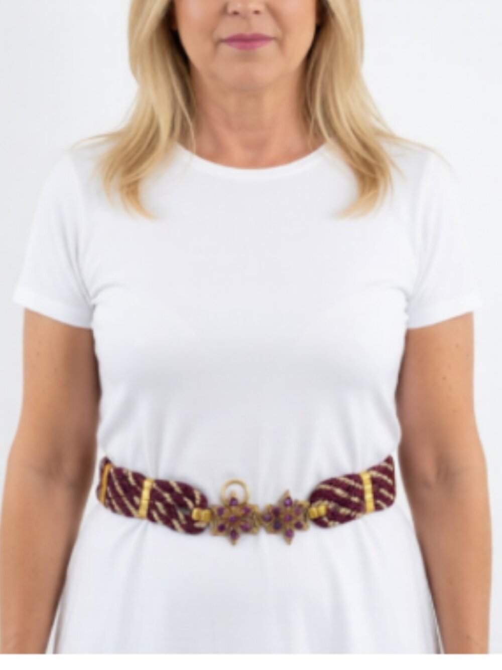 Vintage Jeweled Statement Belt or Necklace /Collar Purple Gold Franklab Designer